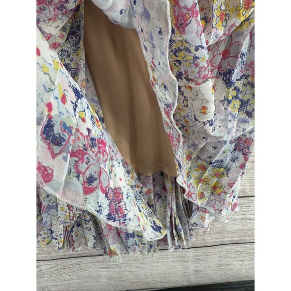 Plenty by Tracy Reese Floral Pleated High Low Dress Womens 2 Multicolor Back Zip - Picture 6 of 10